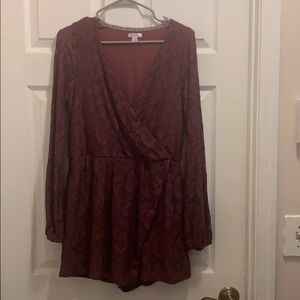 Burgundy romper that looks like a dress